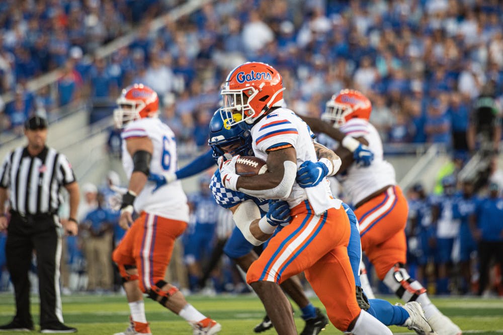 <p>UF running back Lamical Perine managed just 27 yards on 14 carries Saturday.</p>