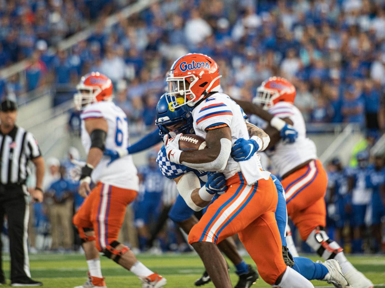 UF running back Lamical Perine managed just 27 yards on 14 carries Saturday.