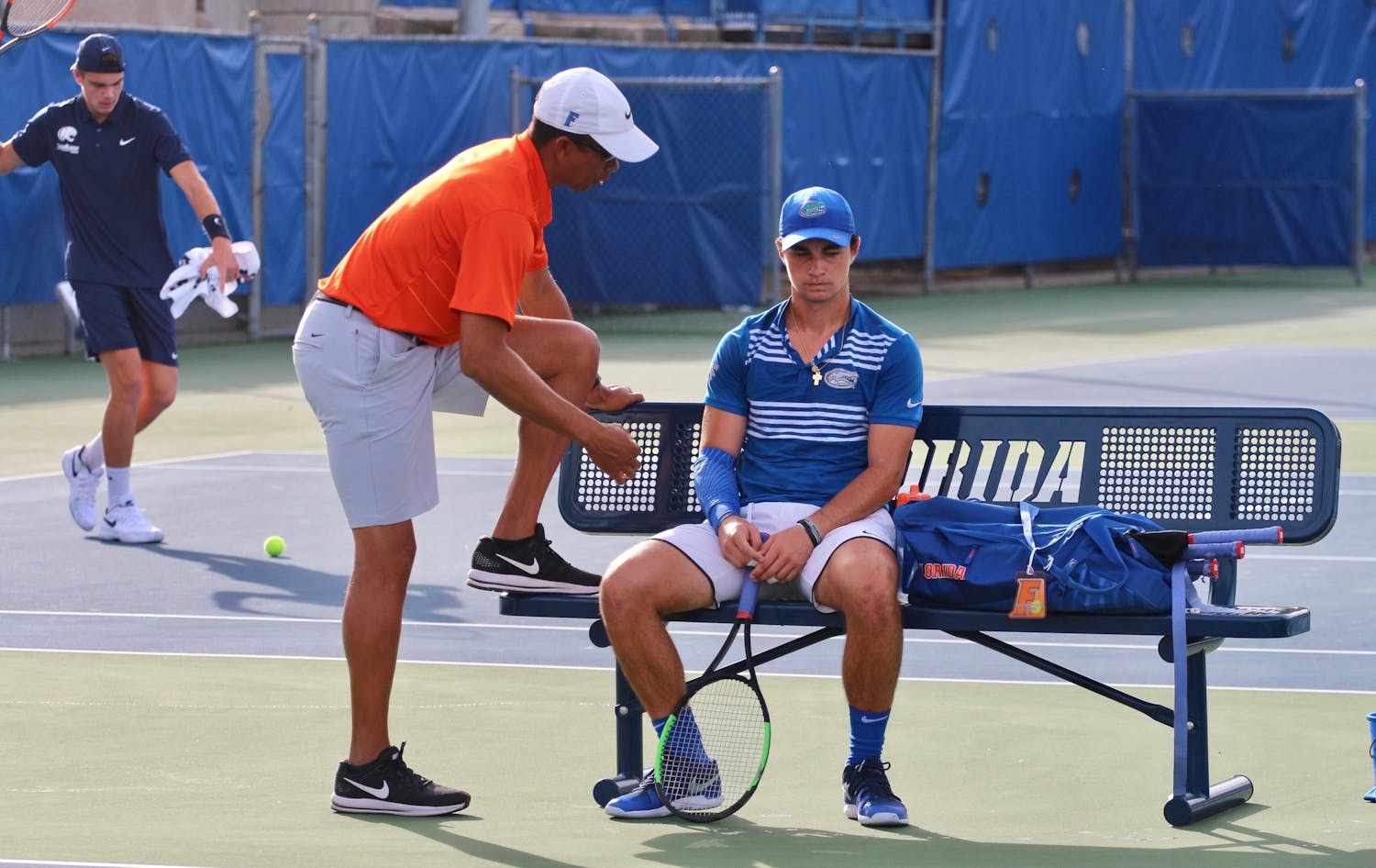 Coach Bryan Shelton (left) and freshman Duarte Vale (right) came up short in the Gators' second dual match on the weekend in Columbus, Ohio. 