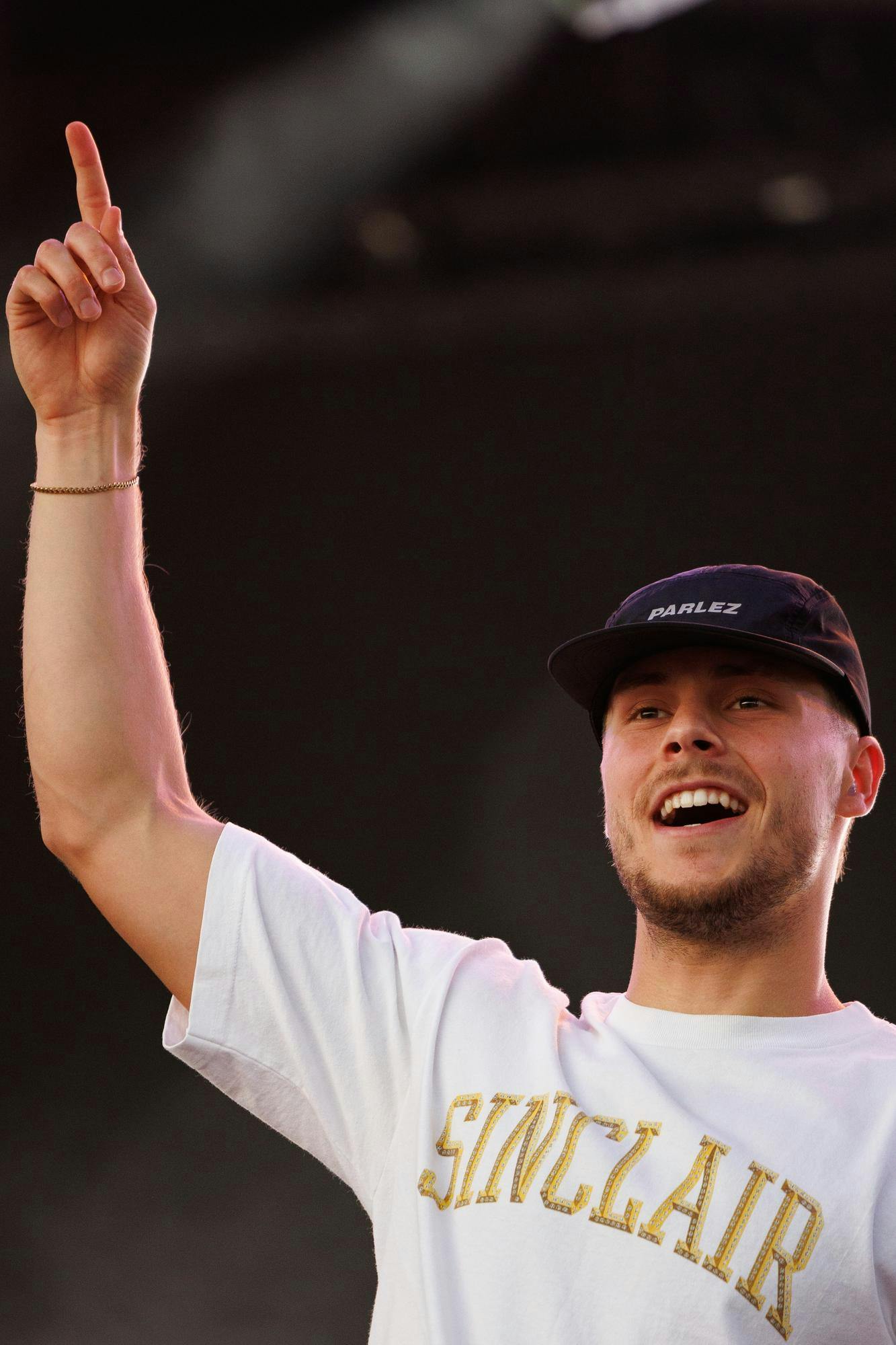 Riordan points in the air while performing during SwampFest at Flavet Field, Tuesday, April 14, 2026, in Gainesville, Fla.