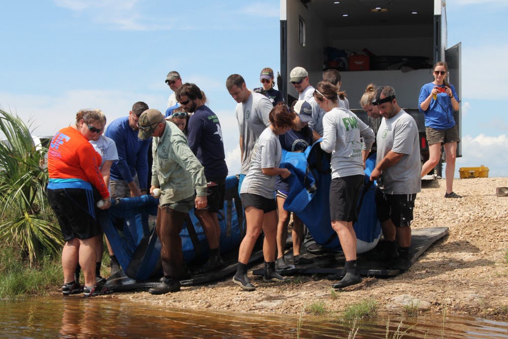 <p dir="ltr">A group of volunteers rescue a manatee and her calf on Tuesday after the two animals were stuck for 26 days in the rural woodlands of Big Bend Wildlife Management Area. UF veterinary school students and professors worked with other organizations to rescue the pair.</p><p><span> </span></p>