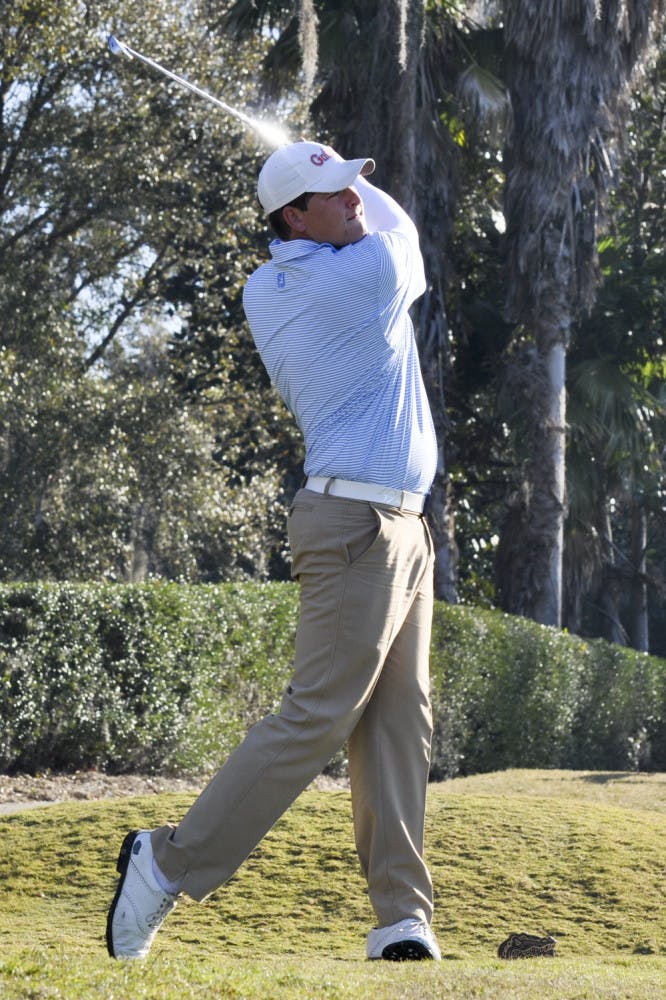 Ryan Orr swings during Day 1 of the SunTrust Gator Invitational on Feb. 14, 2015, at the Mark Bostick Golf Course.