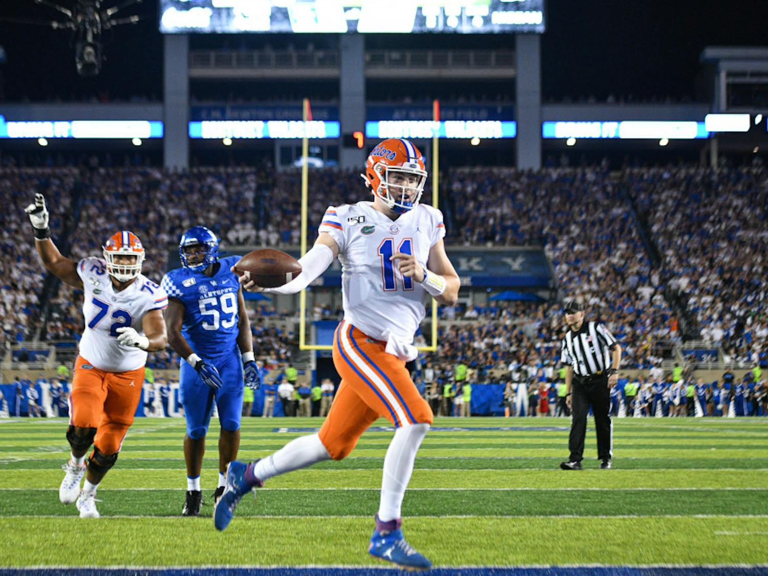 Redshirt junior Kyle Trask scored the eventual game-winning touchdown in the fourth quarter of Florida's victory over Kentucky.