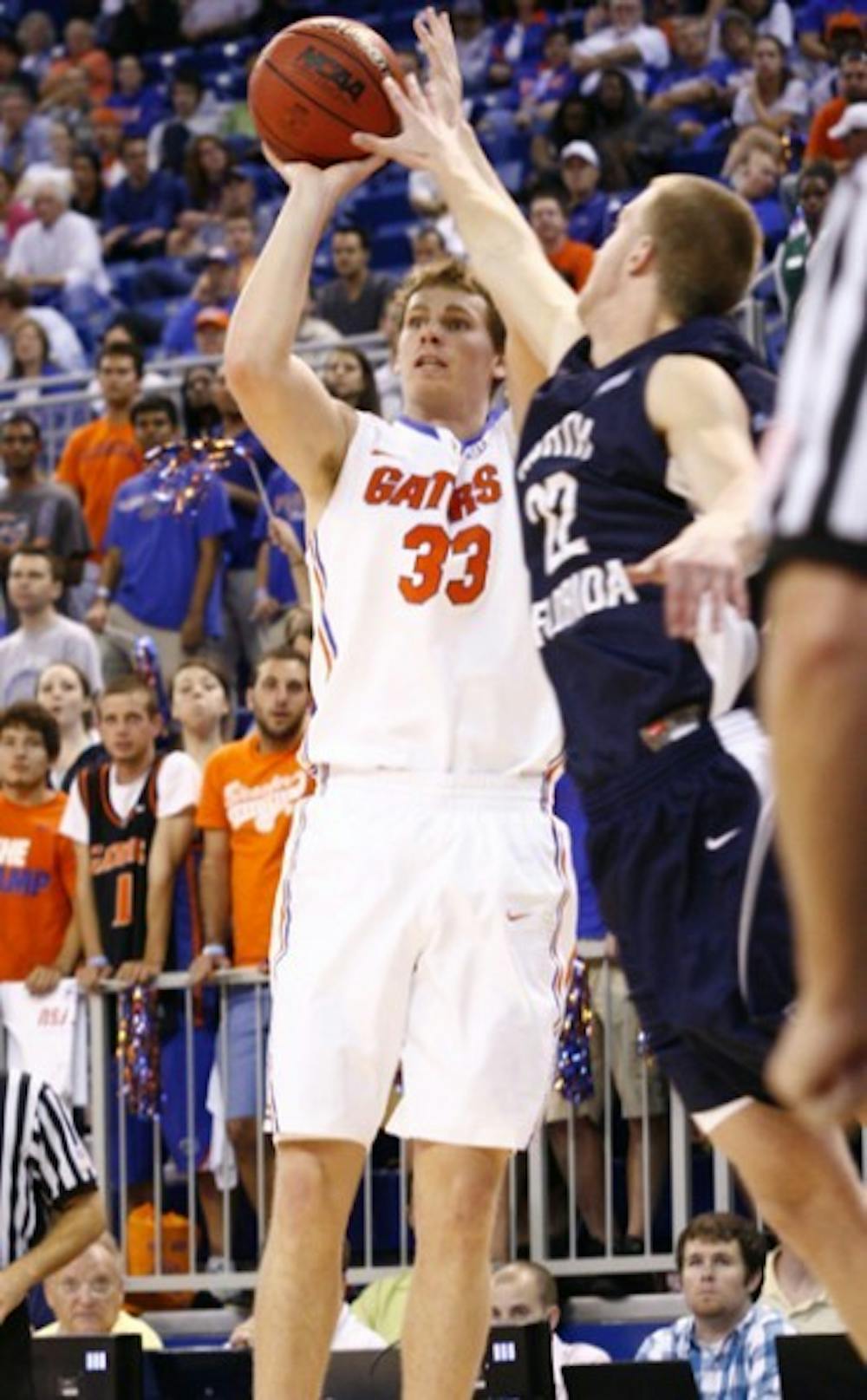 <p>When he’s on the floor, Florida forward Erik Murphy is a threat from outside for the Gators. Murphy, a junior, made 40 percent on 30 attempts from three last season, which was a team-high mark.</p>