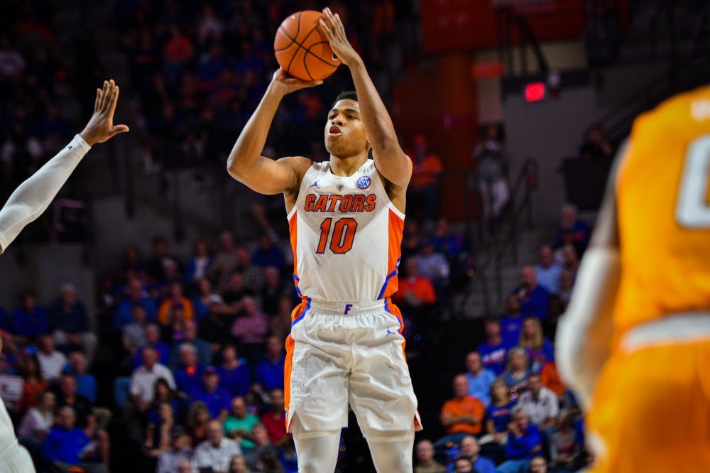 <p>UF guard Noah Locke scored <span id="docs-internal-guid-a246c544-7fff-b97a-022f-59e50cd8d53b"><span>16 points, including a 4-of-9 from three-point range in the Gators' 78-67 loss to Tennessee on Saturday.</span></span></p>