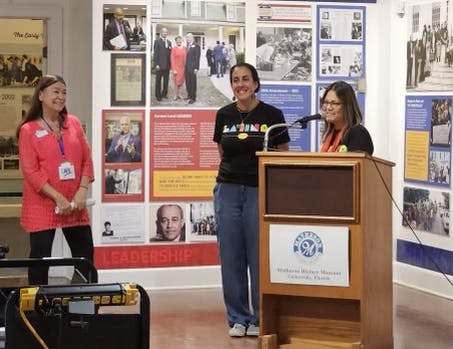 (left to right) Candy Birch, Veronick Rodrigues and Erika Ghersi gather as members of the Latina Women's League for its voter literacy event, Thursday, Oct. 24, 2024. Photo courtesy to the Latina Women's League.