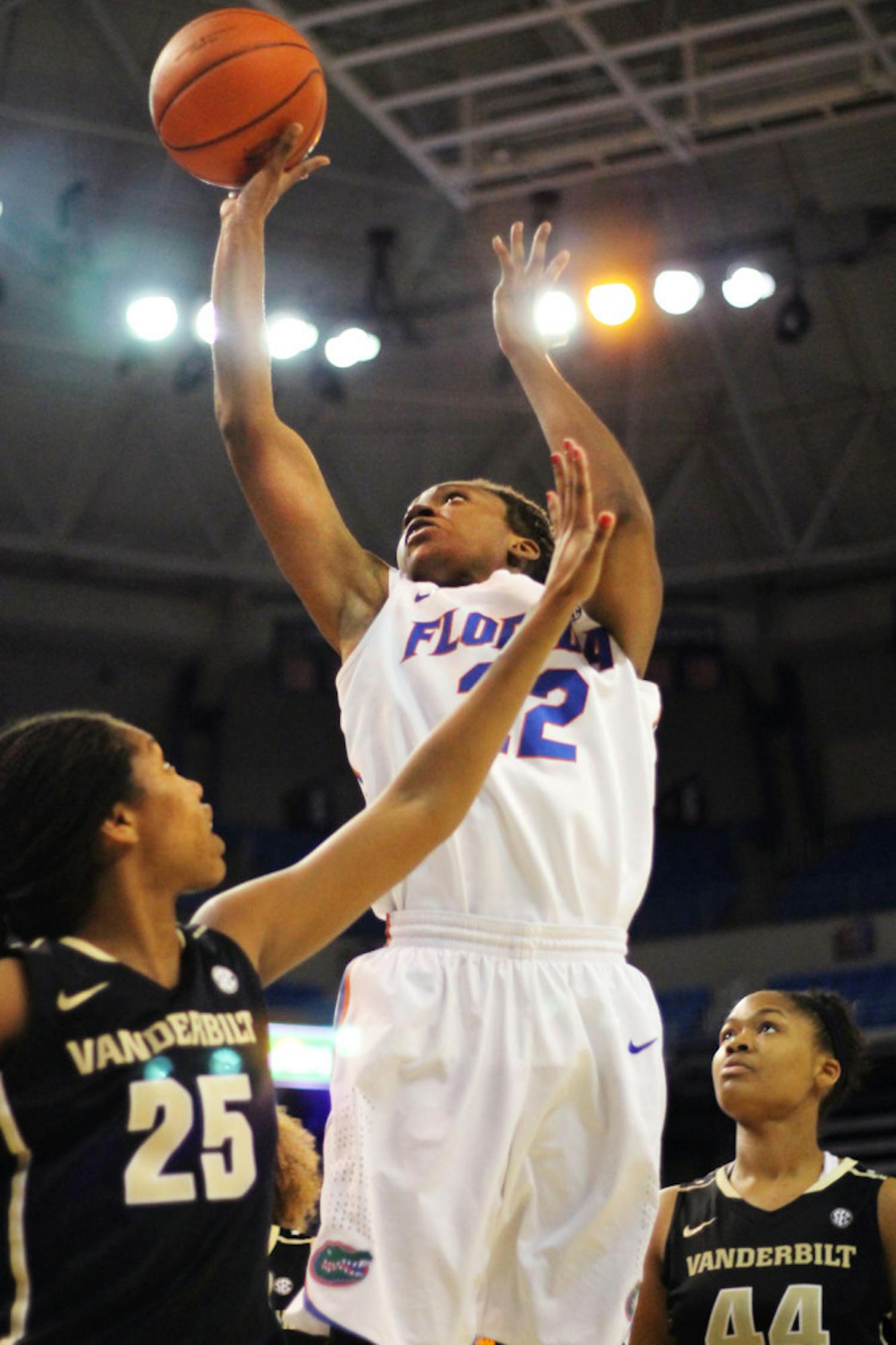 Sophomore Kayla Lewis shoots during Florida’s 68-57 loss to Vanderbilt on Feb. 21 in the O’Connell Center.