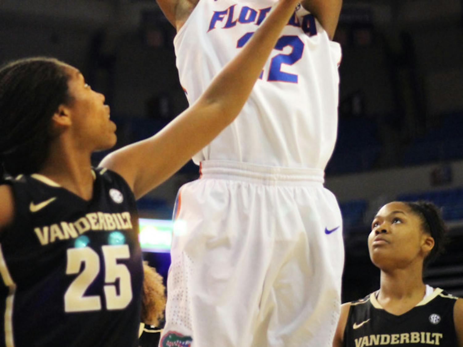 Sophomore Kayla Lewis shoots during Florida’s 68-57 loss to Vanderbilt on Feb. 21 in the O’Connell Center.