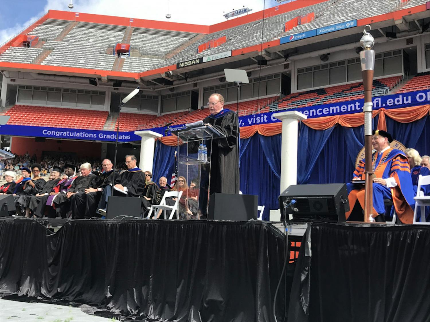 Bestselling author James Patterson speaks to an estimated 2,500 students at UF's university-wide commencement on Saturday. "If you only take one thing away from today, please take this: Passion is the key reason for choosing a career,” Patterson said.