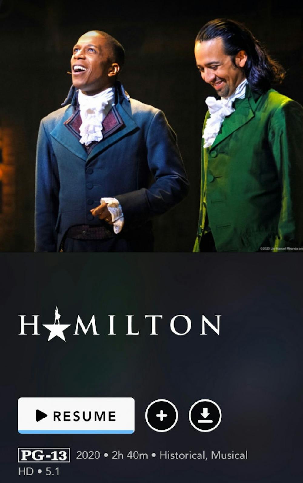 <p>Hamilton, which premiered on Broadway in 2015, joined Disney+ July 4. </p>