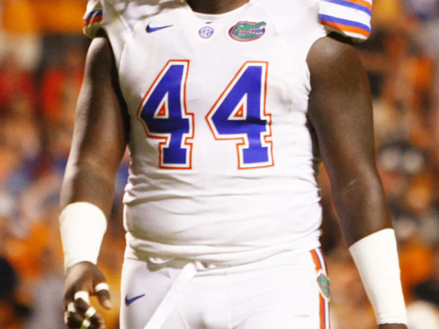 Leon Orr walks off the field after a play in Florida’s 37-20 win against Tennessee on Sept. 15 at Neyland Stadium in Knoxville, Tenn. Orr will miss Saturday’s game with the flu.