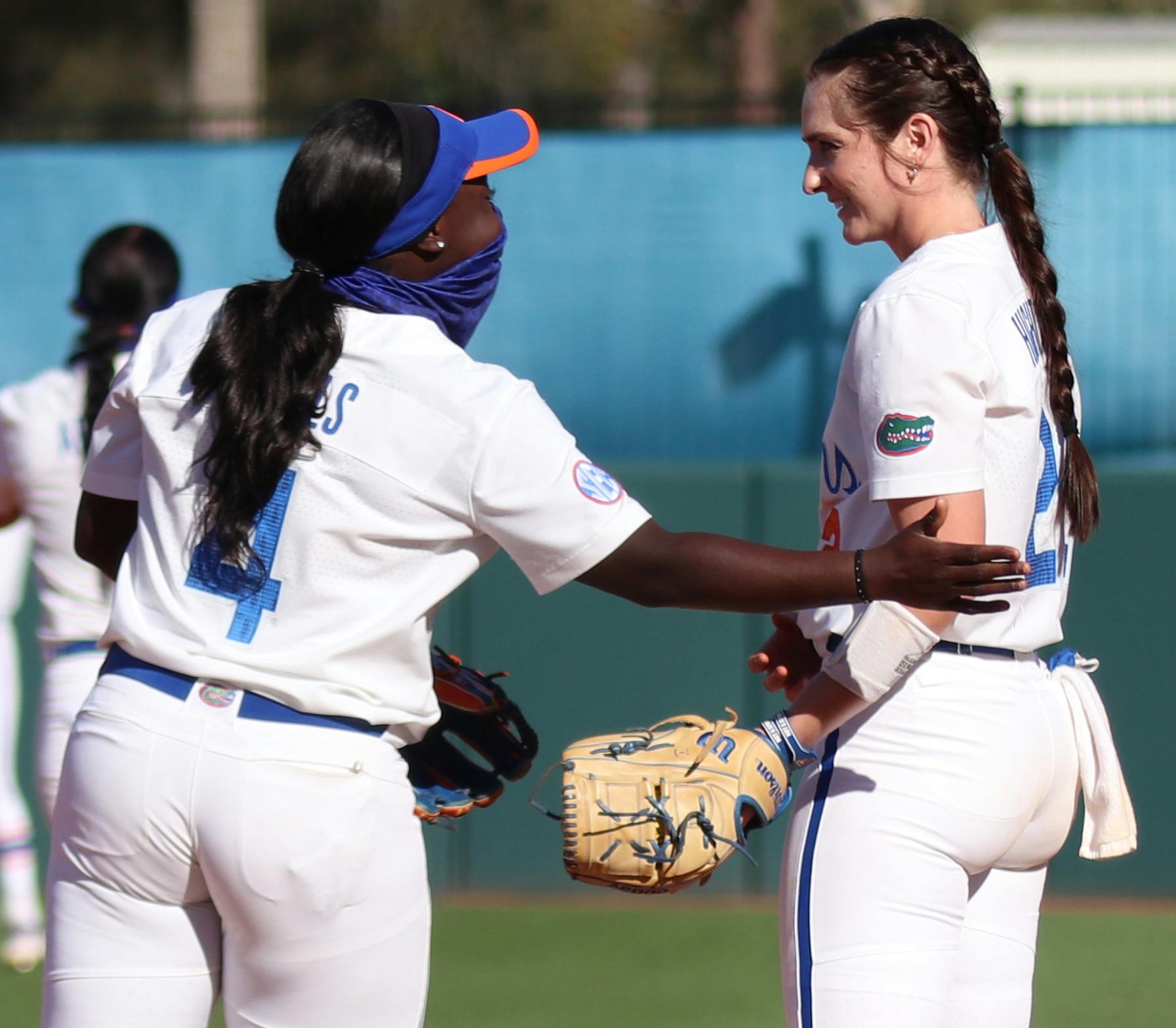 Charla Echols and Elizabeth Hightower during a game against Florida State March 3, 2021.
