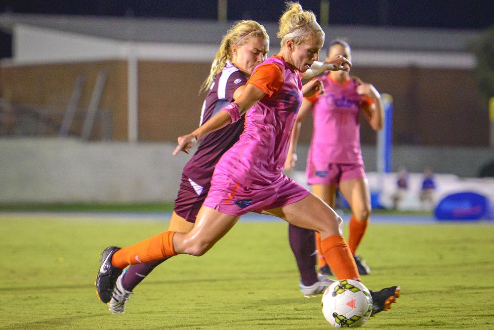 Tessa Andujar dribbles the ball during Florida's 5-1 win against Mississippi State on Friday at James G. Pressly Stadium.