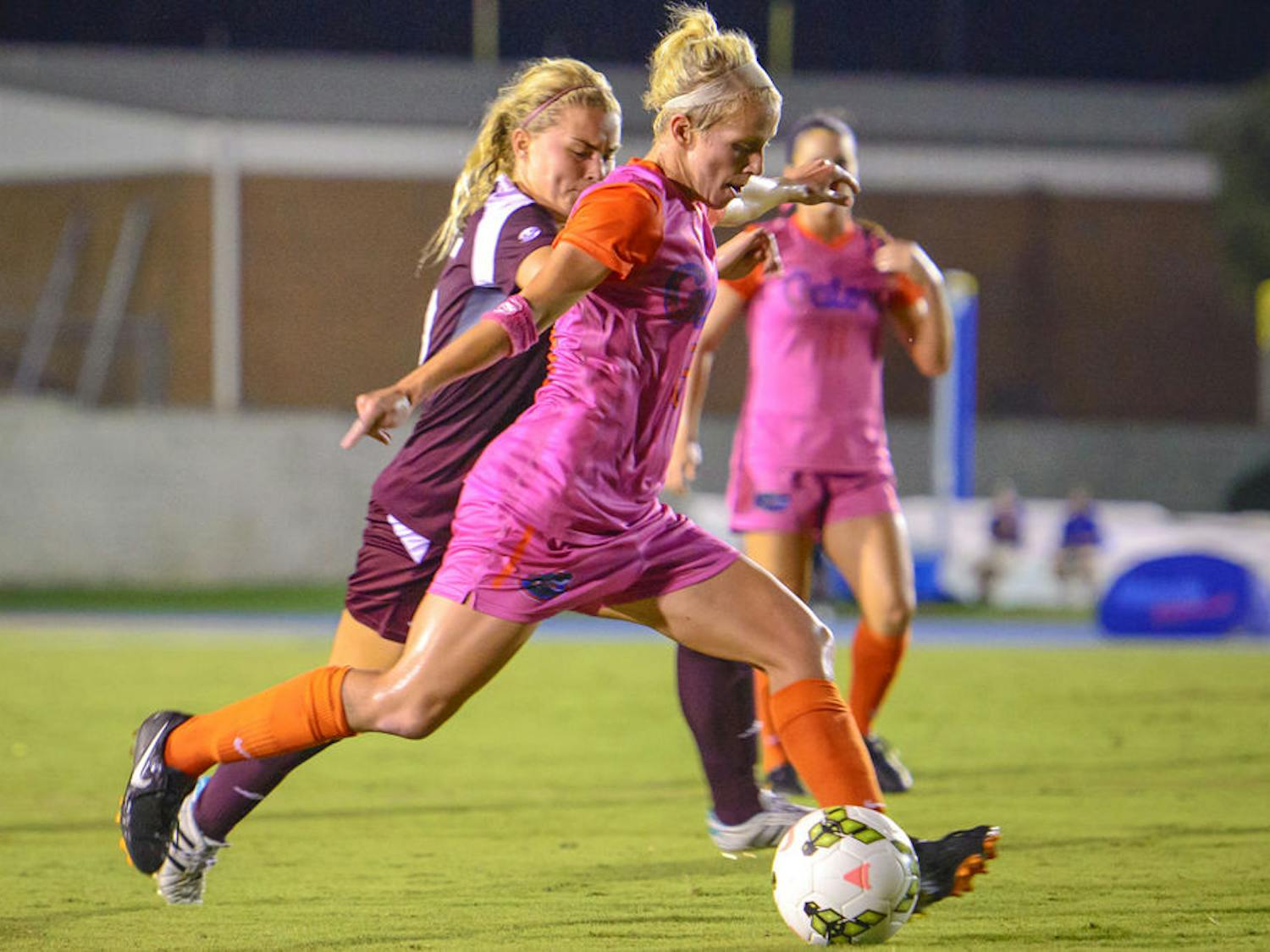 Tessa Andujar dribbles the ball during Florida's 5-1 win against Mississippi State on Friday at James G. Pressly Stadium.