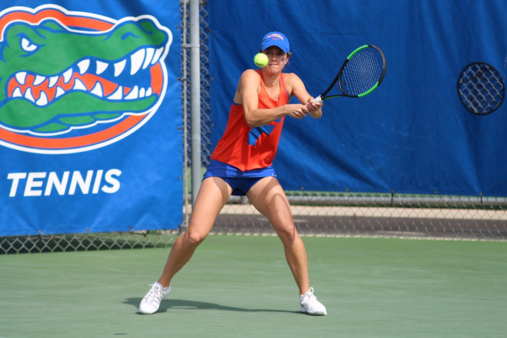 <p>Senior Peggy Porter's 6-2, 6-2 singles victory on Friday helped Florida clinch a 4-2 victory over LSU in the quarterfinals of the SEC Tournament.</p>