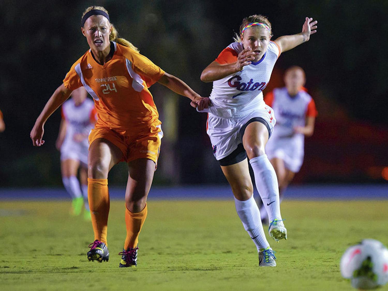 Savannah Jordan chases after the ball during Florida's 3-1 win against Tennessee on Friday.