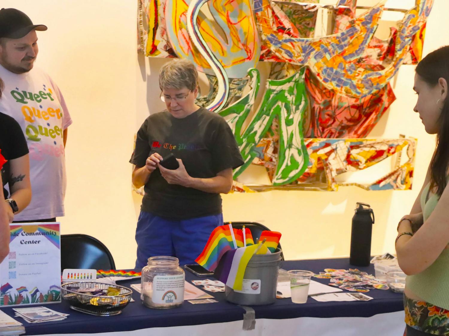 The Pride Community Center of North Central Florida tabled at the Museum Night offering Pride flags among other items on Thursday, June 8, 2023.