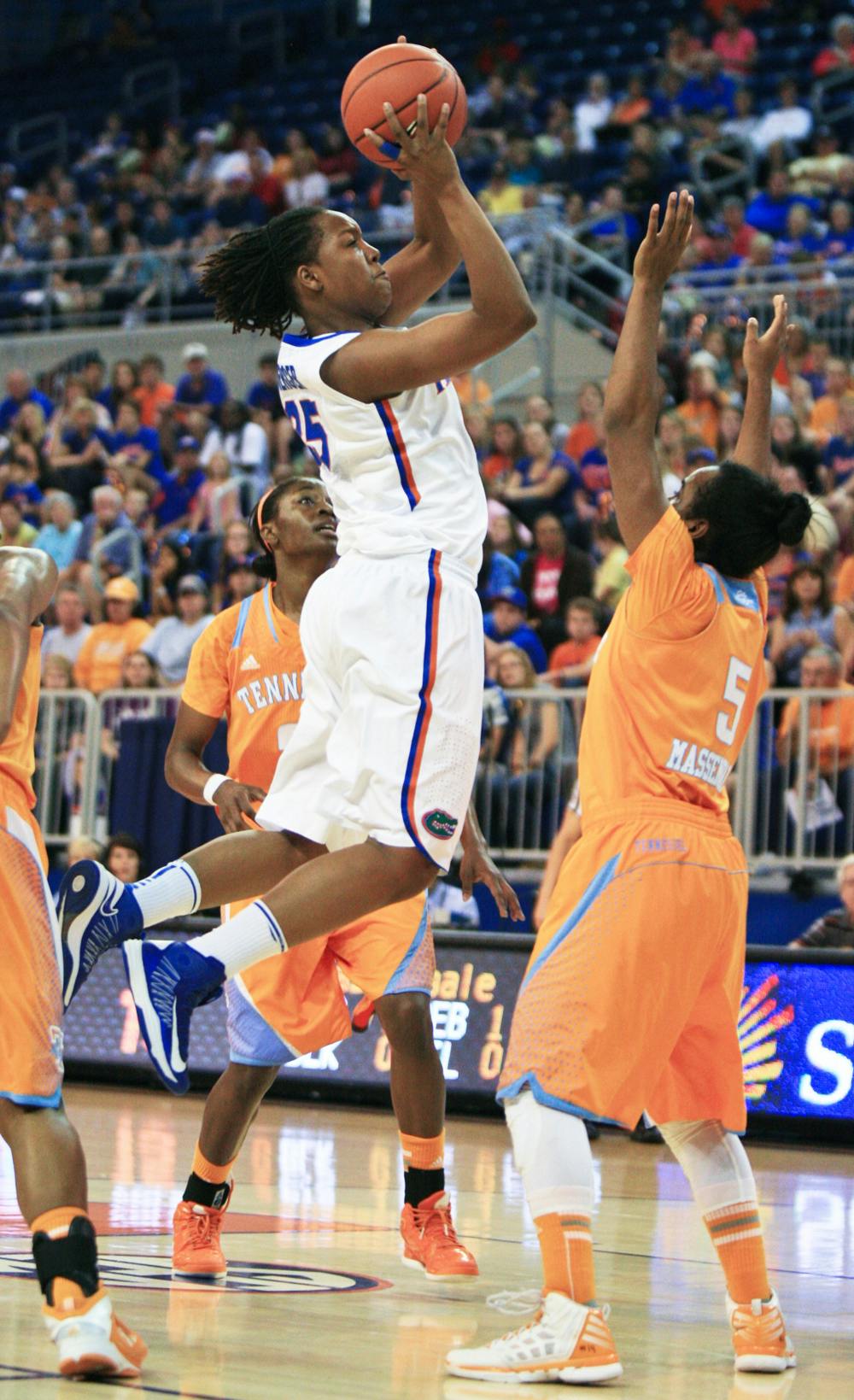 <p><span>Freshman forward Christin Mercer attempts a shot during Florida’s 78-75 overtime loss to Tennessee on Sunday in the O’Connell Center.</span></p>
<div><span><br /></span></div>