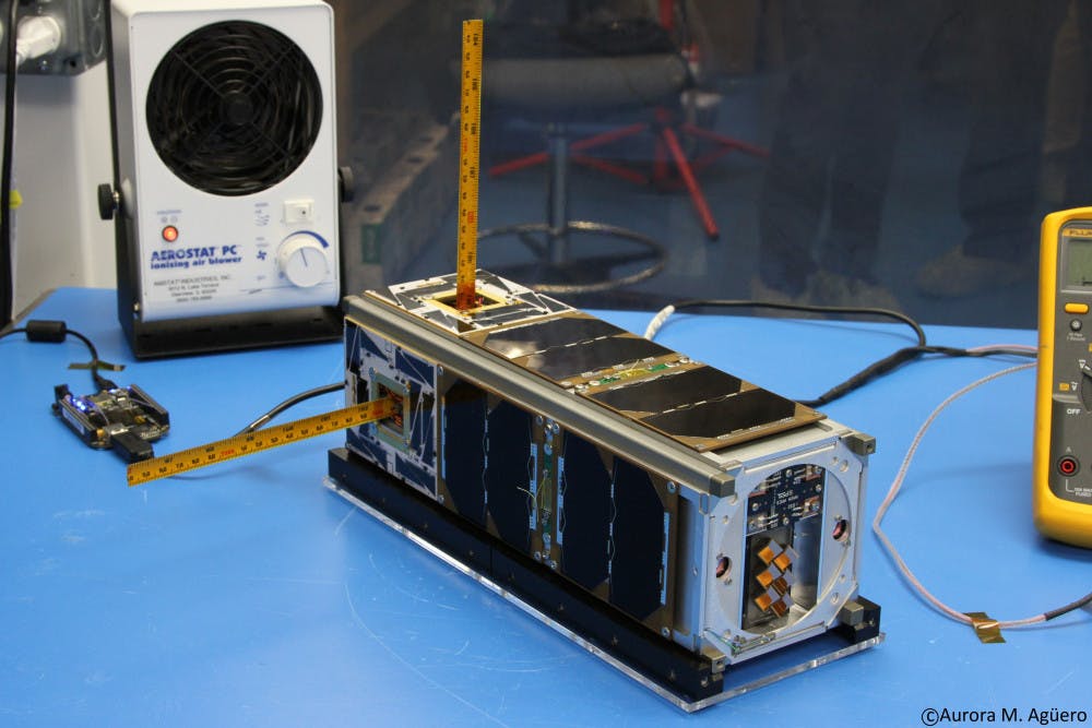 <p>The UF CubeSat Handling Of Multisystem Precision Time Transfer satellite is the size of a shoebox and can work off of five watts of power. In comparison, most GPS satellites are about the size of a school bus and use about 2,000 watts of power. Courtesy to The Alligator</p>