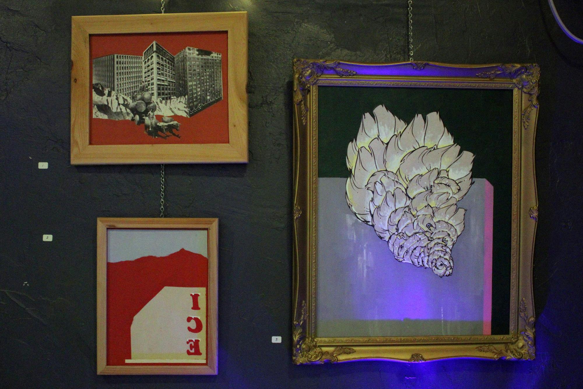 Shawn Maschino’s art exhibit displayed at Dad’s Bar located in THE AUK MARKET in Gainesville, Fla., Tuesday, May 27, 2026. 