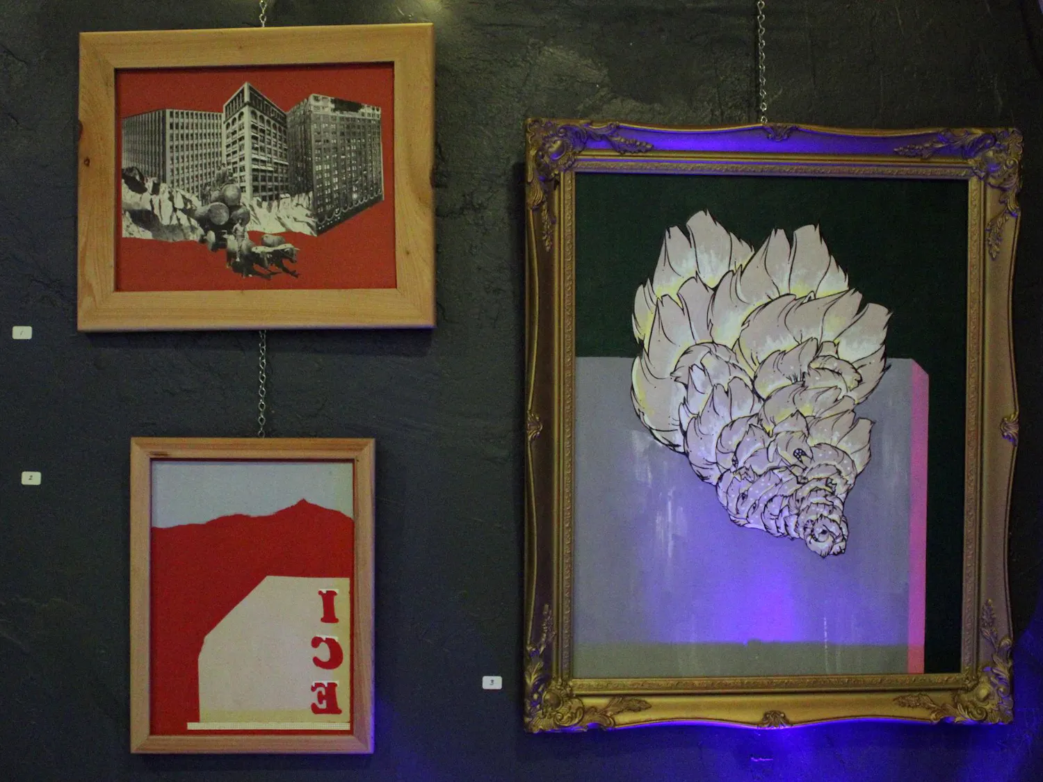 Shawn Maschino’s art exhibit displayed at Dad’s Bar located in THE AUK MARKET in Gainesville, Fla., Tuesday, May 27, 2026.