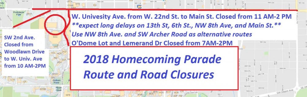 Homecoming parade road closures