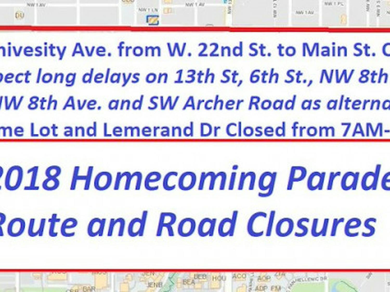 Homecoming parade road closures