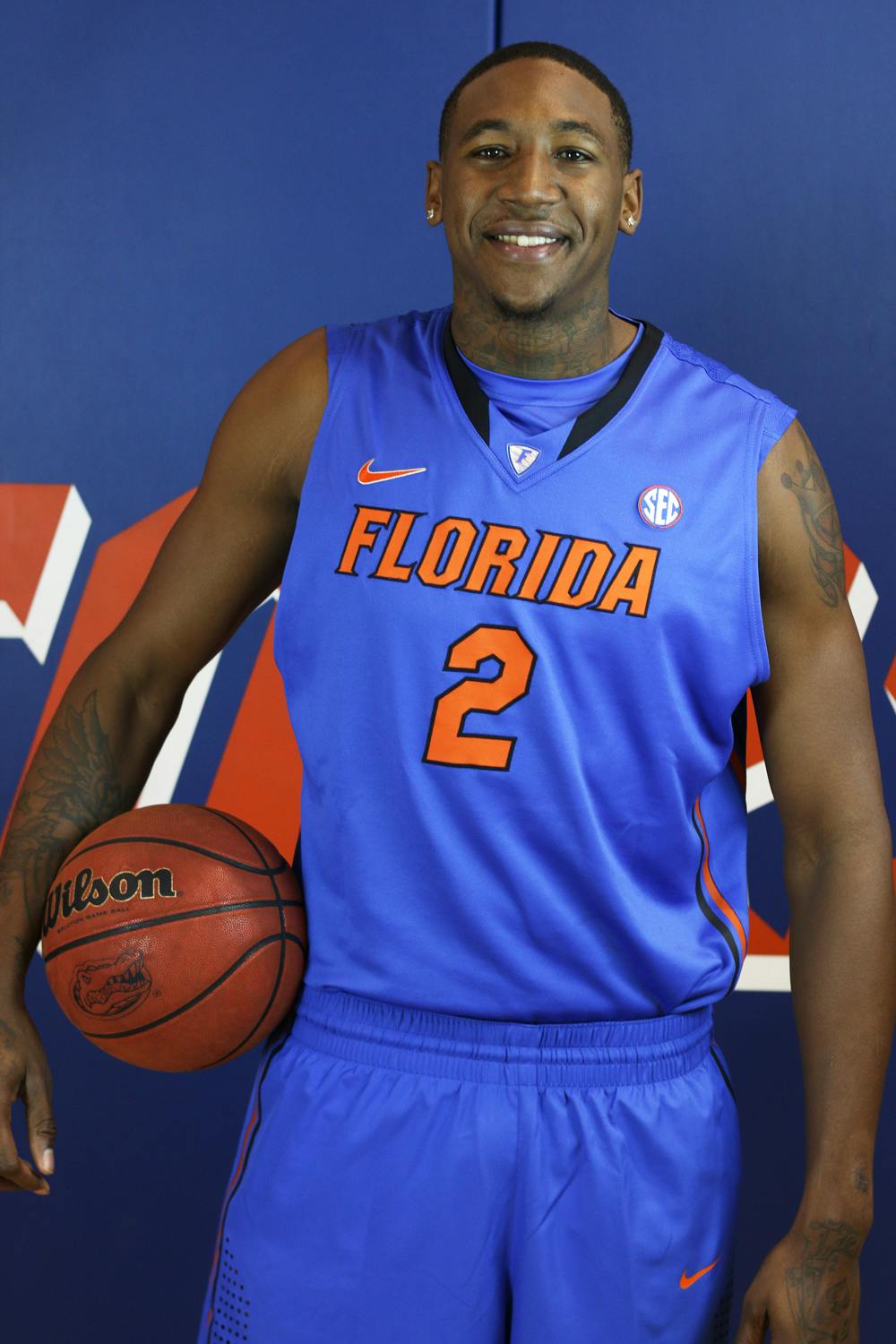 <p>Damontre Harris poses during Florida’s basketball media day. Harris will not return to UF in the fall.</p>