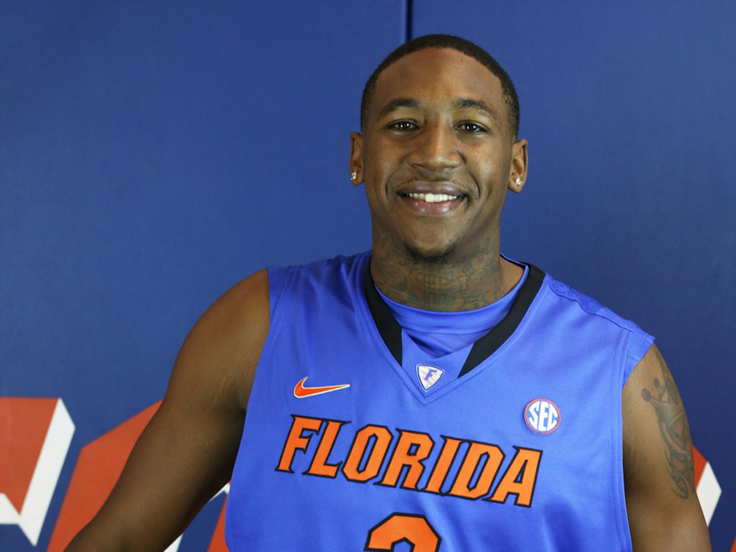 Damontre Harris poses during Florida’s basketball media day. Harris will not return to UF in the fall.