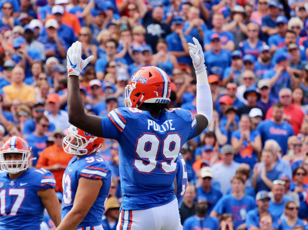 <p>Junior defensive end Jachai Polite will start ahead of senior CeCe Jefferson for UF on Saturday. Coach Dan Mullen raved about Polite's performance during fall camp.</p>