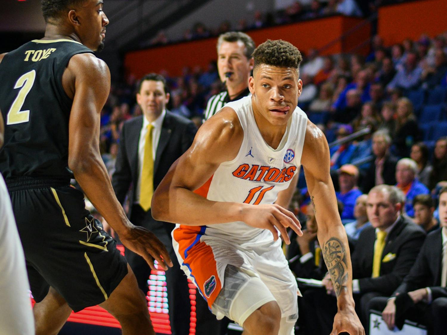 Freshman Keyontae Johnson scored a team-high 15 points and collected nine rebounds in the Gators' 66-57 win over Vanderbilt Wednesday night.