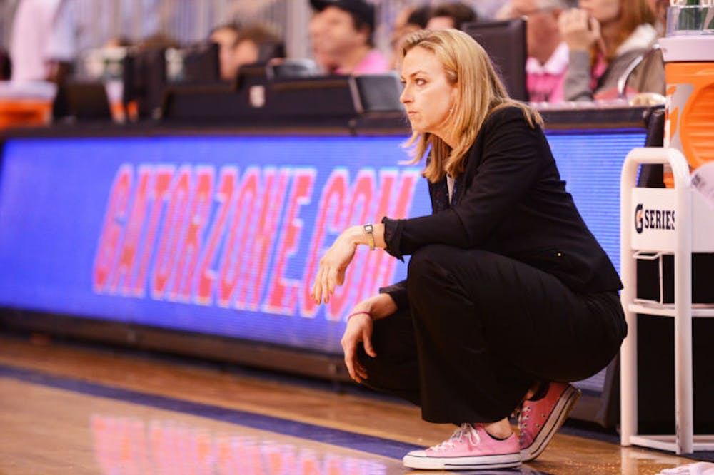 <p class="p1"><span class="s1">Coach Amanda Butler watches during Florida’s 87-54 victory against Alabama on Feb. 3 in the O’Connell Center. UF advanced to the WNIT Elite Eight after defeating Charlotte, the school Butler left to take over as the Gators’ coach in 2007.</span></p>