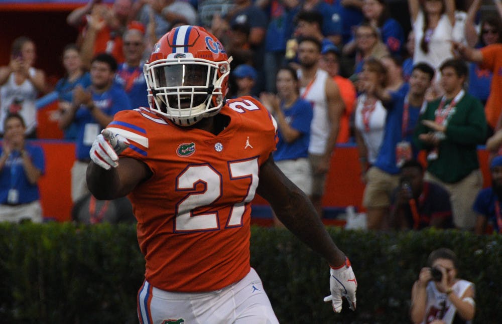<p><span id="docs-internal-guid-afb1b5d4-7fff-4fc3-e671-4d15208ccfe0"><span>Freshman running back Dameon Pierce scored on a 68-yard touchdown run on his third carry of the game. Florida finished with 222 yards rushing on 29 attempts.</span></span></p>