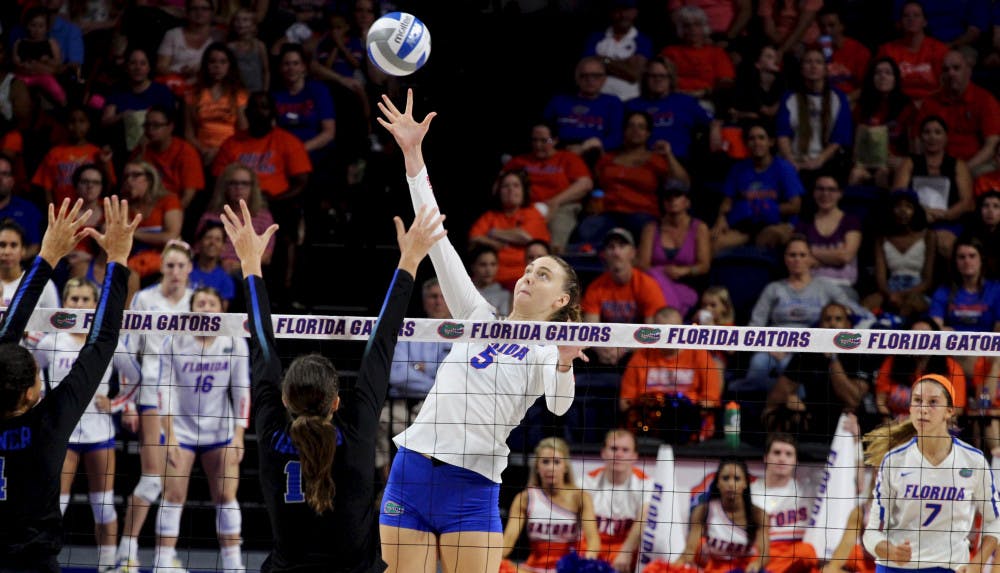 Rachael Kramer (above) and Florida's volleyball team lost its first match of the season Sunday afternoon against Kentucky. "I’ve got to give Kentucky a ton of credit,” Kramer said. "They were killing it across the net."