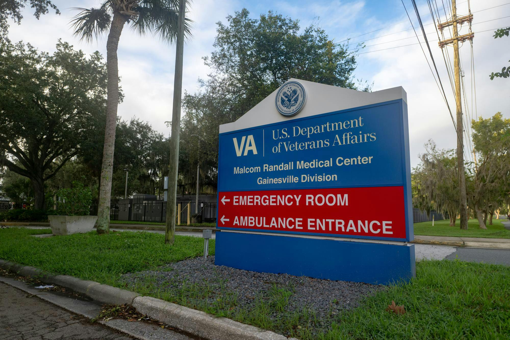 The Malcom Randall VA Medical Center sign in Gainesville on Monday, Oct. 6, 2025.