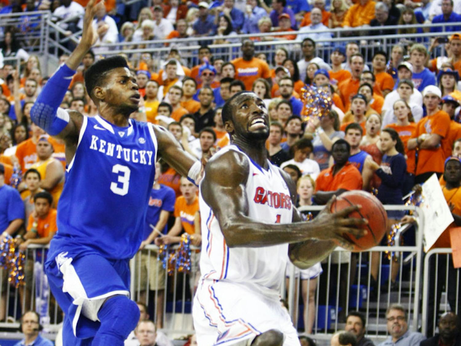 Patric Young attempts a shot during Florida’s 69-52 win against Kentucky on Feb. 12 in the O’Connell Center.