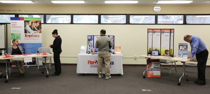 Enactus, a UF business organization, hosted a job fair Wednesday for adults hoping to re-enter the workforce. The organization provided resume critiques and mock interviews. Six job seekers participated.