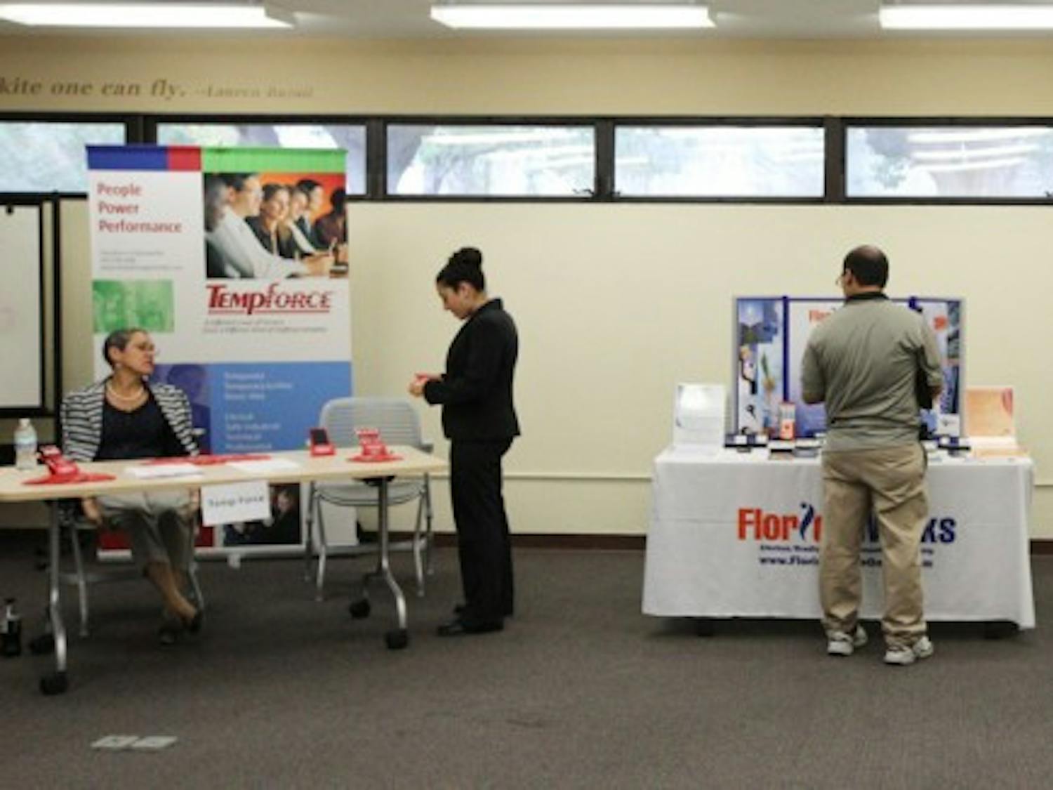 Enactus, a UF business organization, hosted a job fair Wednesday for adults hoping to re-enter the workforce. The organization provided resume critiques and mock interviews. Six job seekers participated.