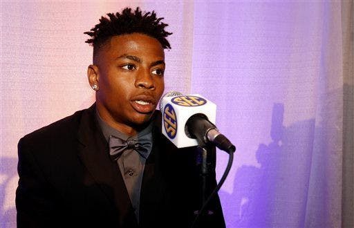 Florida's Vernon Hargreaves speaks to the media during the NCAA college football Southeastern Conference Media Days, Monday, July 13, 2015, in Hoover, Ala. (AP Photo/Butch Dill)