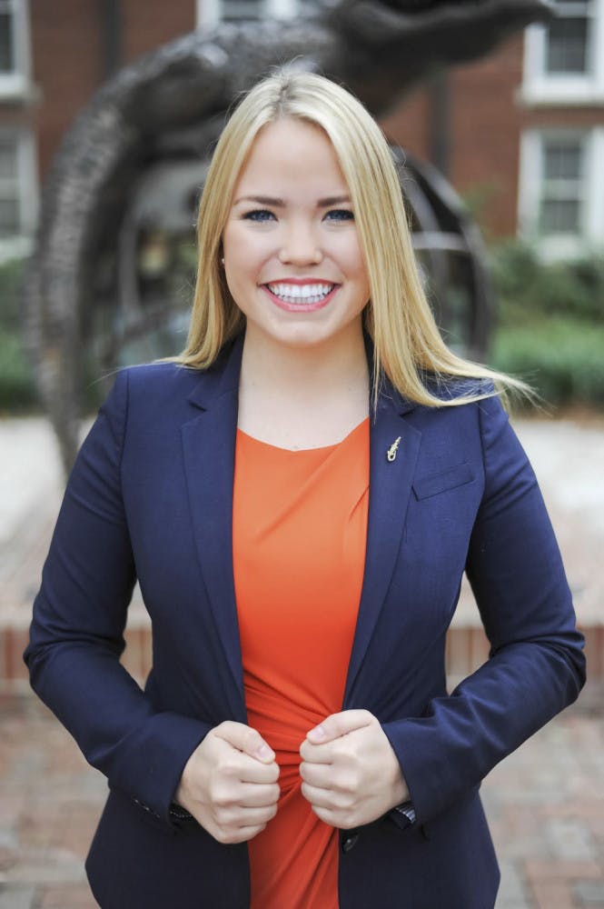 Susan Webster is a 22-year-old UF international studies senior running for Student Body president with Impact Party.Webster currently serves as UF Student Senate president and a District A senator. She served as chairwoman of the Budget and Appropriations Committee and Rules and Procedures Ad Hoc Committee. She started the Diversity Outreach and Mental Health Awareness Ad Hoc Committees. She also helped open the Field and Fork Food Pantry.Webster said she hopes to make changes to help serve students and make UF a top-10 institution.“I know that I will be able to fight for you not only on the university level, but in Tallahassee and in (Washington) D.C.,” she said.