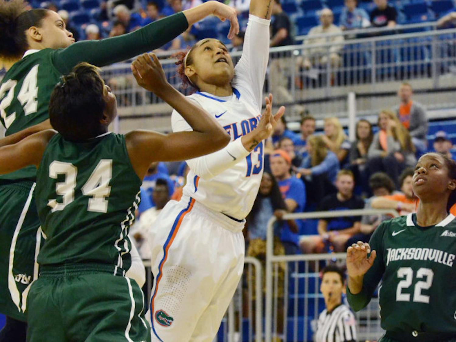 Cassie Peoples goes for a layup during Florida's season-opening win against Jacksonville.