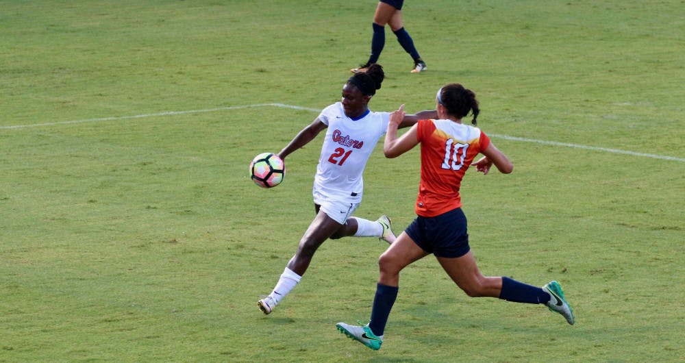 UF forward Deanne Rose collects the ball during Florida's 2-1 win against Syracuse on Aug. 27 at Donald R. Dizney Stadium.