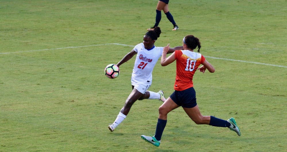 <p>UF forward Deanne Rose collects the ball during Florida's 2-1 win against Syracuse on Aug. 27 at Donald R. Dizney Stadium.</p>
