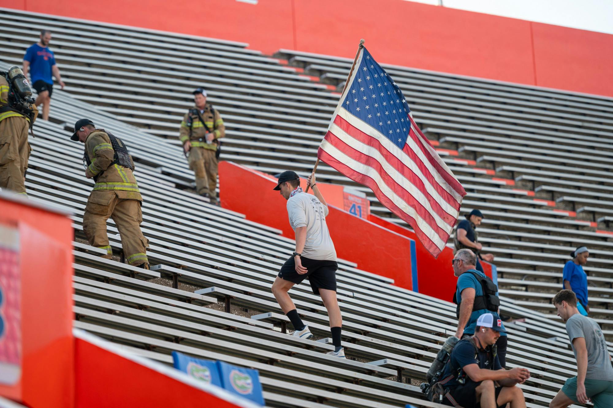 Students, firefighters and Gainesville residents climbed the equivalent of 110 floors on Sept. 11, 2025. The memorial walk honored the lives lost from the 9/11 terrorists attacks on the Twin Towers.
