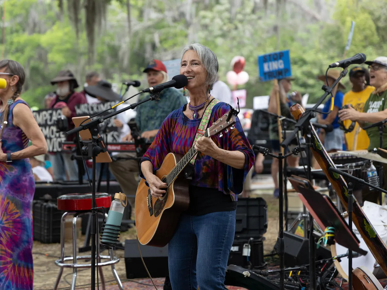 Weeds of Eden sing during the No Kings Protest at Cora P. Roberson Park, Saturday, March 28, 2026 in Gainesville, Fla.