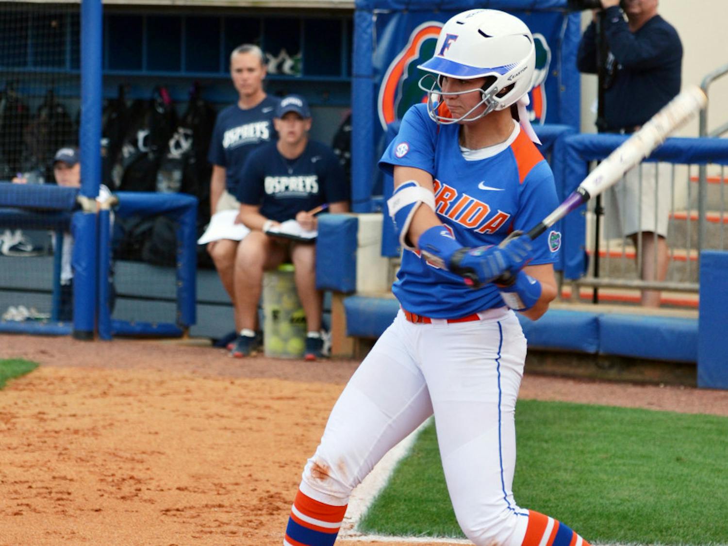 Nicole DeWitt bats during UF's 2-1 win against UNF on April 1, 2015, at Katie Seashole Pressly Stadium.