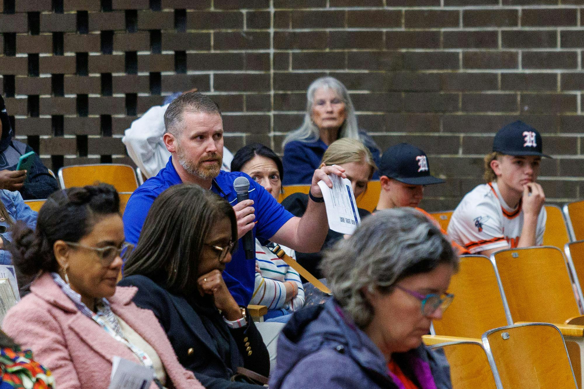 Facilities manager Aaron Broome voices his concerns during a meeting about the future of the schools in Hawthorne, Florida, on Wednesday, Jan. 04, 2026.