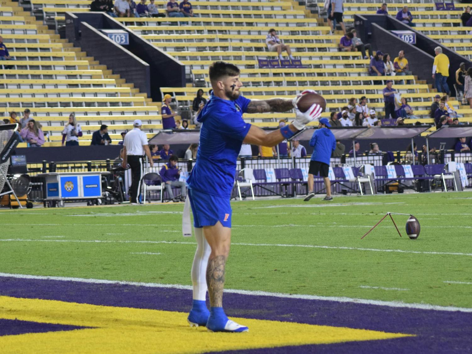 Florida receiver Ricky Pearsall warms up ahead of the Gators clash with LSU November 11, 2023.