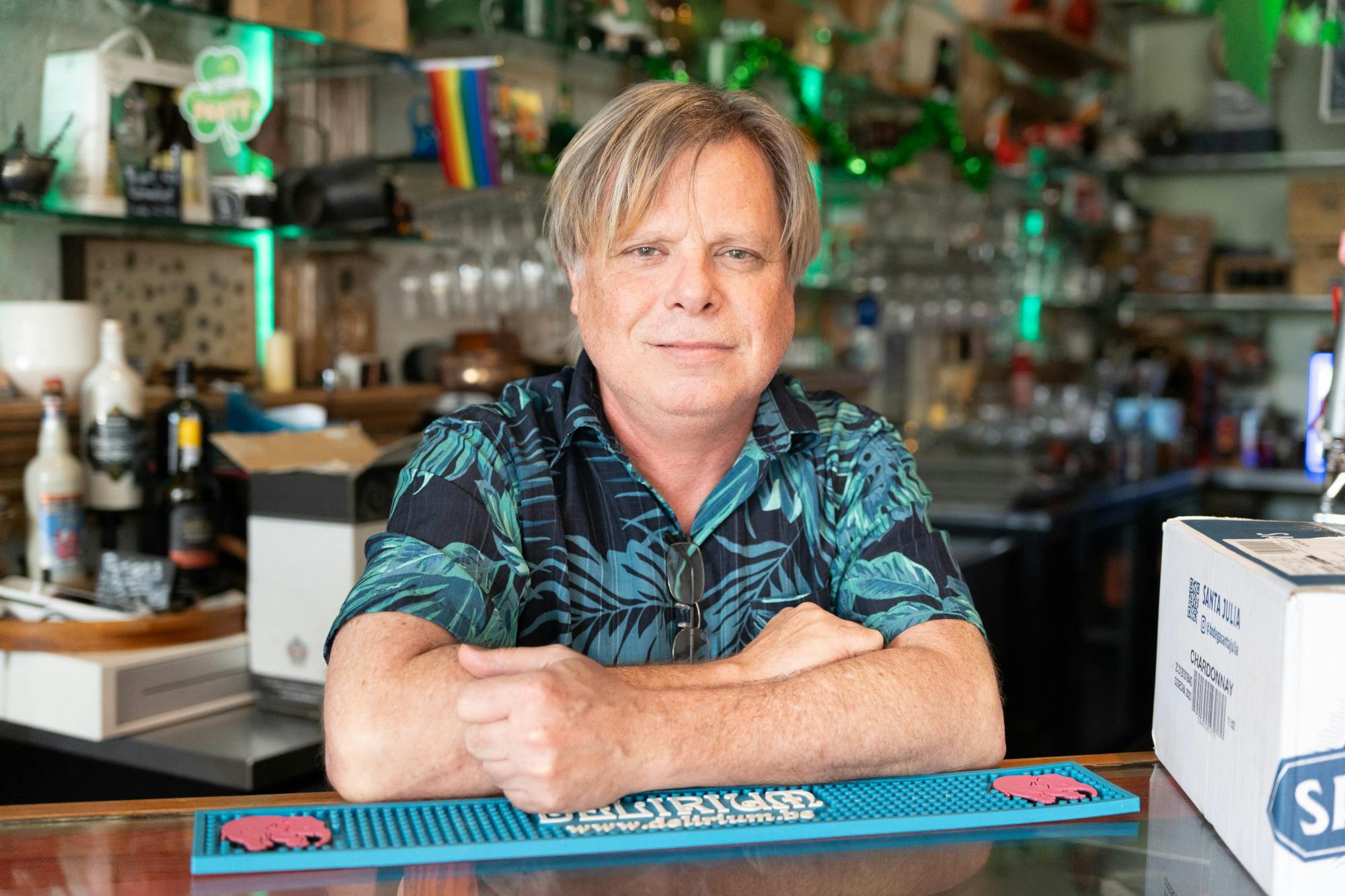 Comedian Tom Miller works the bar at The Bull on Friday, March 15, 2024.