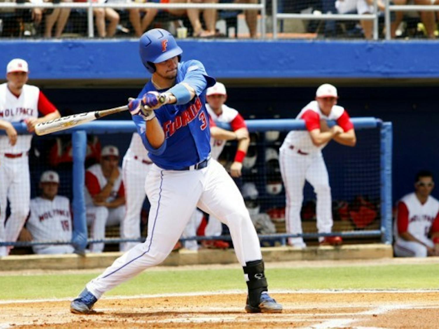 Mike Zunino bats against North Carolina State during the NCAA Super Regional on June 10. In the Gators’ 9-8 victory against the Wolfpack, Zunino went 2 for 4 with a run scored and one RBI. The win sent Florida to the College World Series.